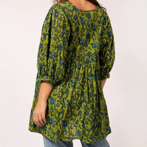 NATURAL LIFE Green Floral V-Neck with Front Tie Babydoll Mini-Dress - Picture 4 of 12